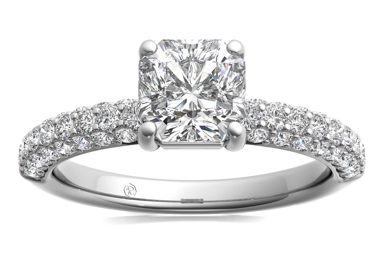 Kylie Radiant Cut Lab Grown Diamond 18Kt White Gold Engagement Ring - View 3
