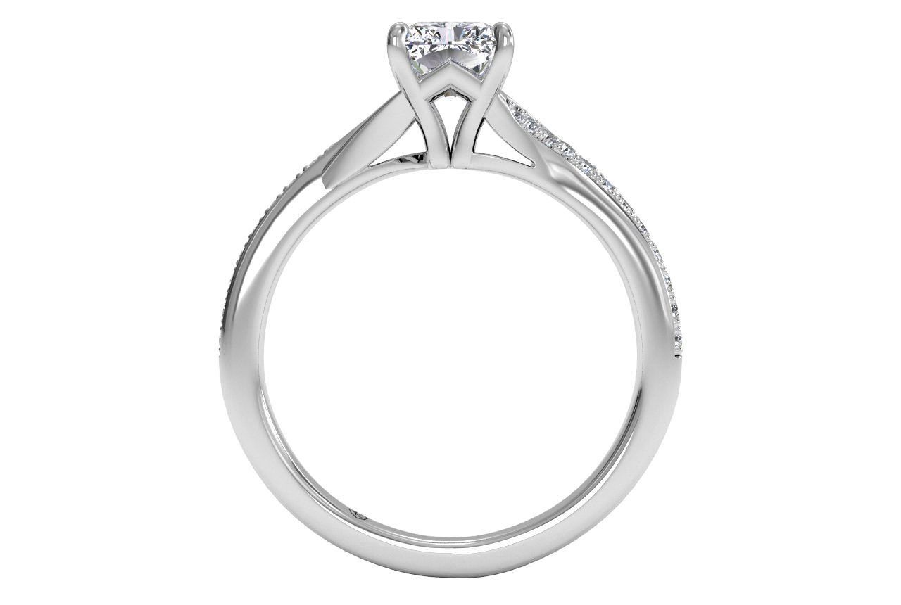 Elise Radiant Cut Lab Grown Diamond 18Kt White Gold Engagement Ring - View 2