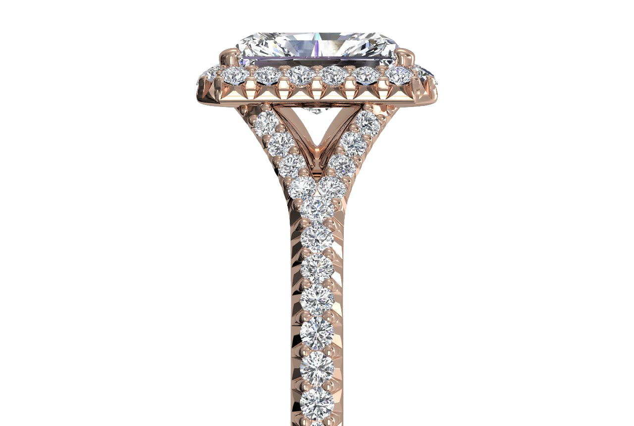 Judy Radiant Cut Lab Grown Diamond 18Kt Rose Gold Engagement Ring - View 2