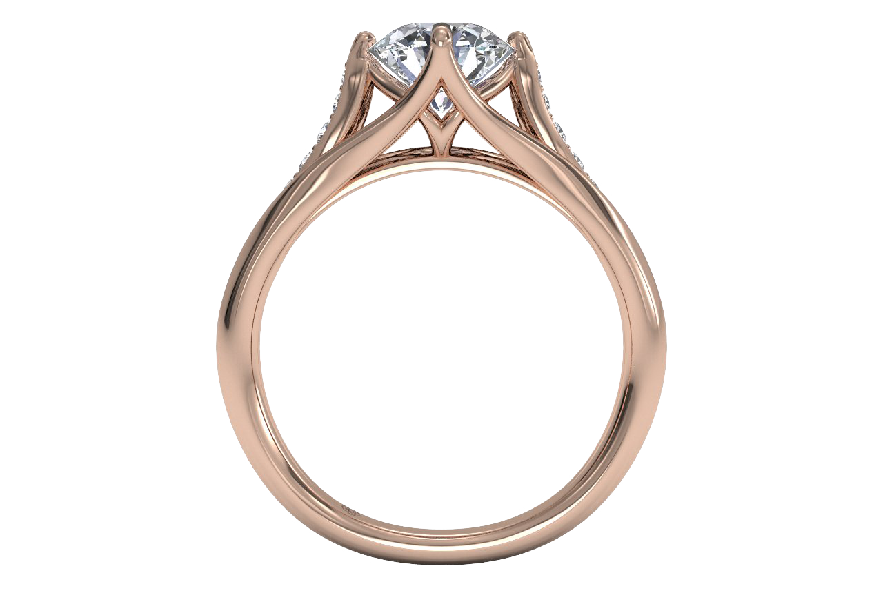 Connie Round Cut Lab Grown Diamond 18Kt Rose Gold Engagement Ring - View 2