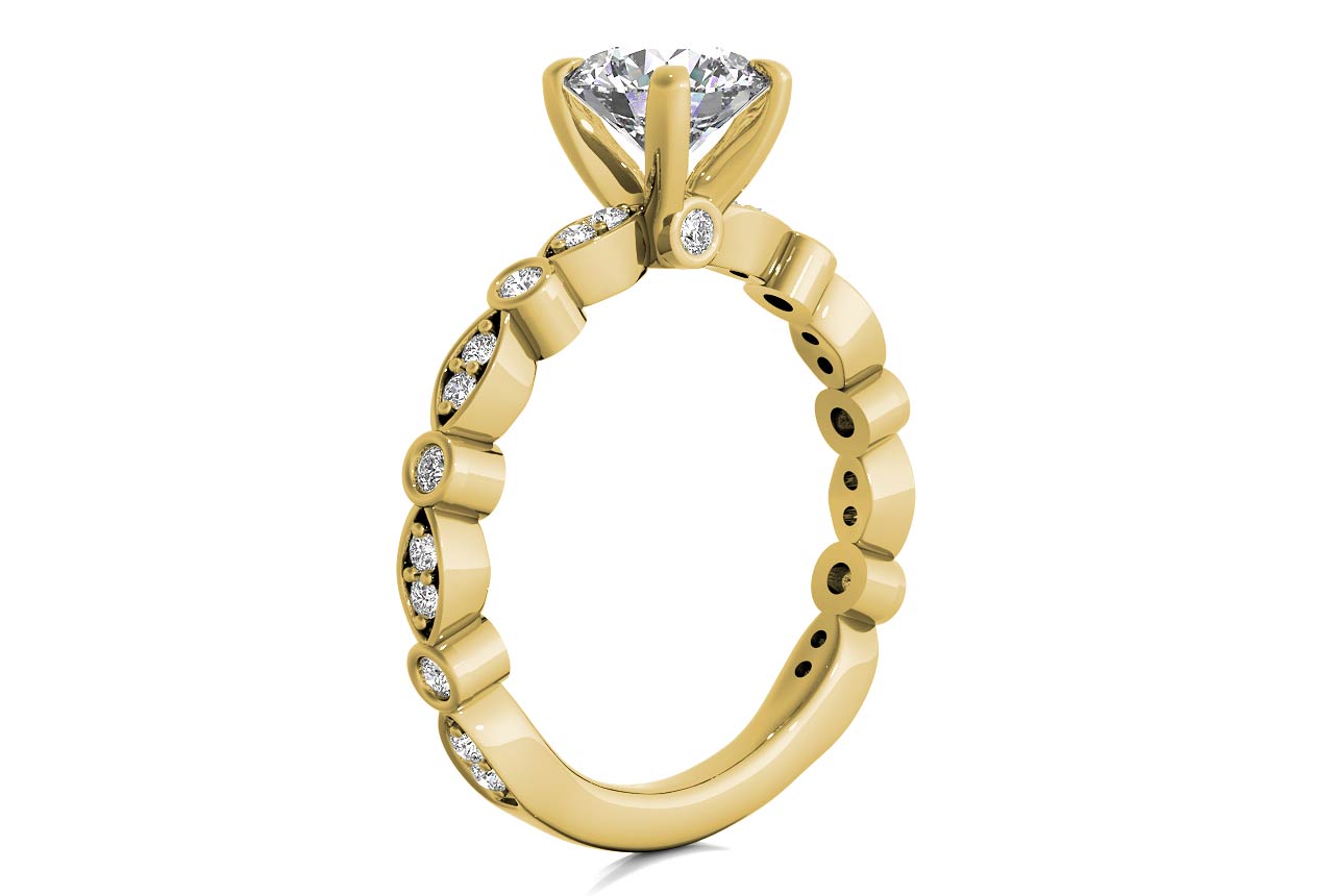 Eva Round Cut Lab Grown Diamond 18Kt Yellow Gold Engagement Ring - View 2