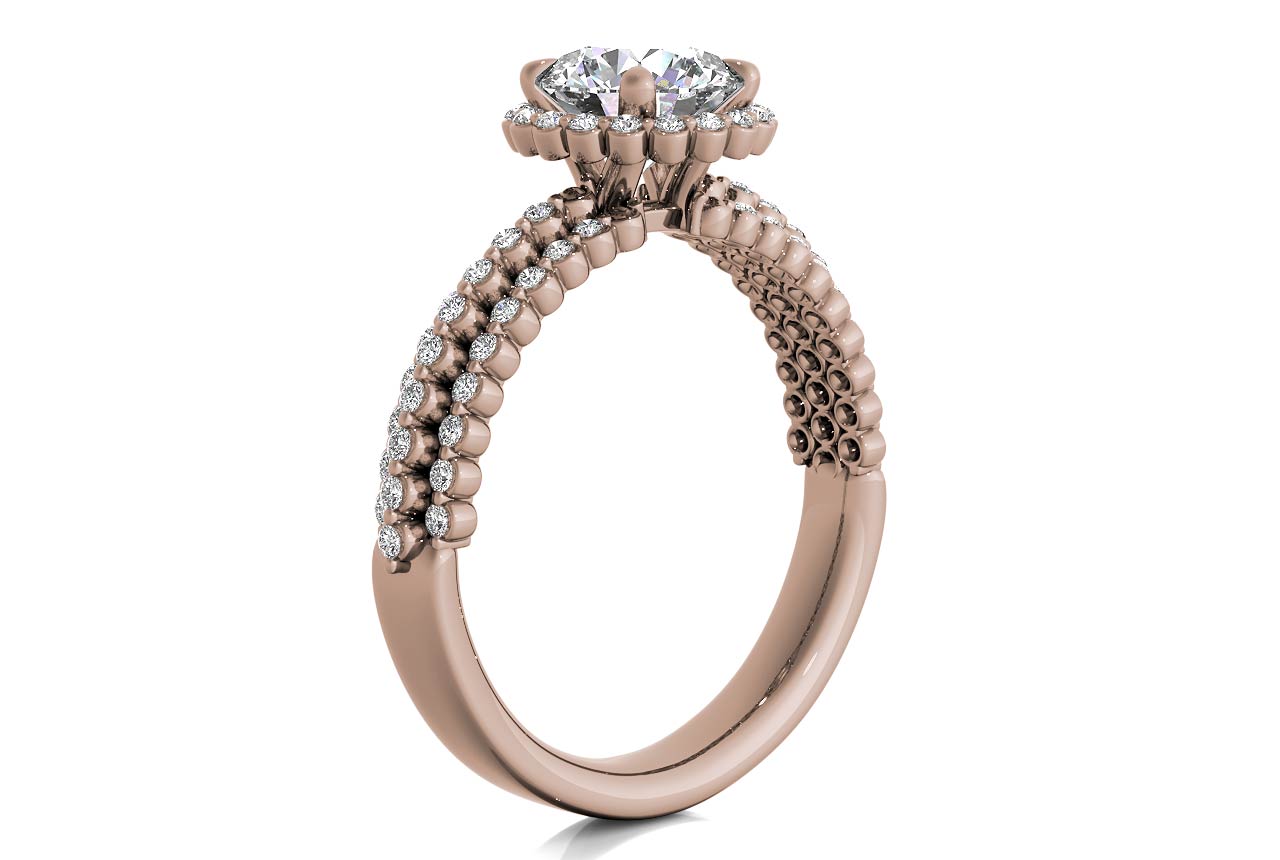 Jocelyn Round Cut Lab Grown Diamond 18Kt Rose Gold Engagement Ring - View 2