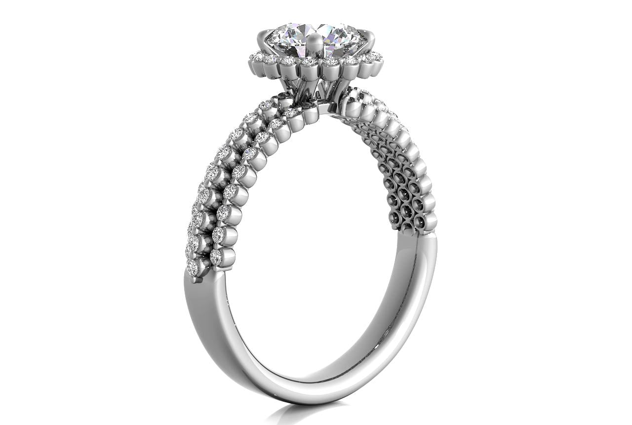 Jocelyn Round Cut Lab Grown Diamond 14Kt White Gold Engagement Ring - View 2