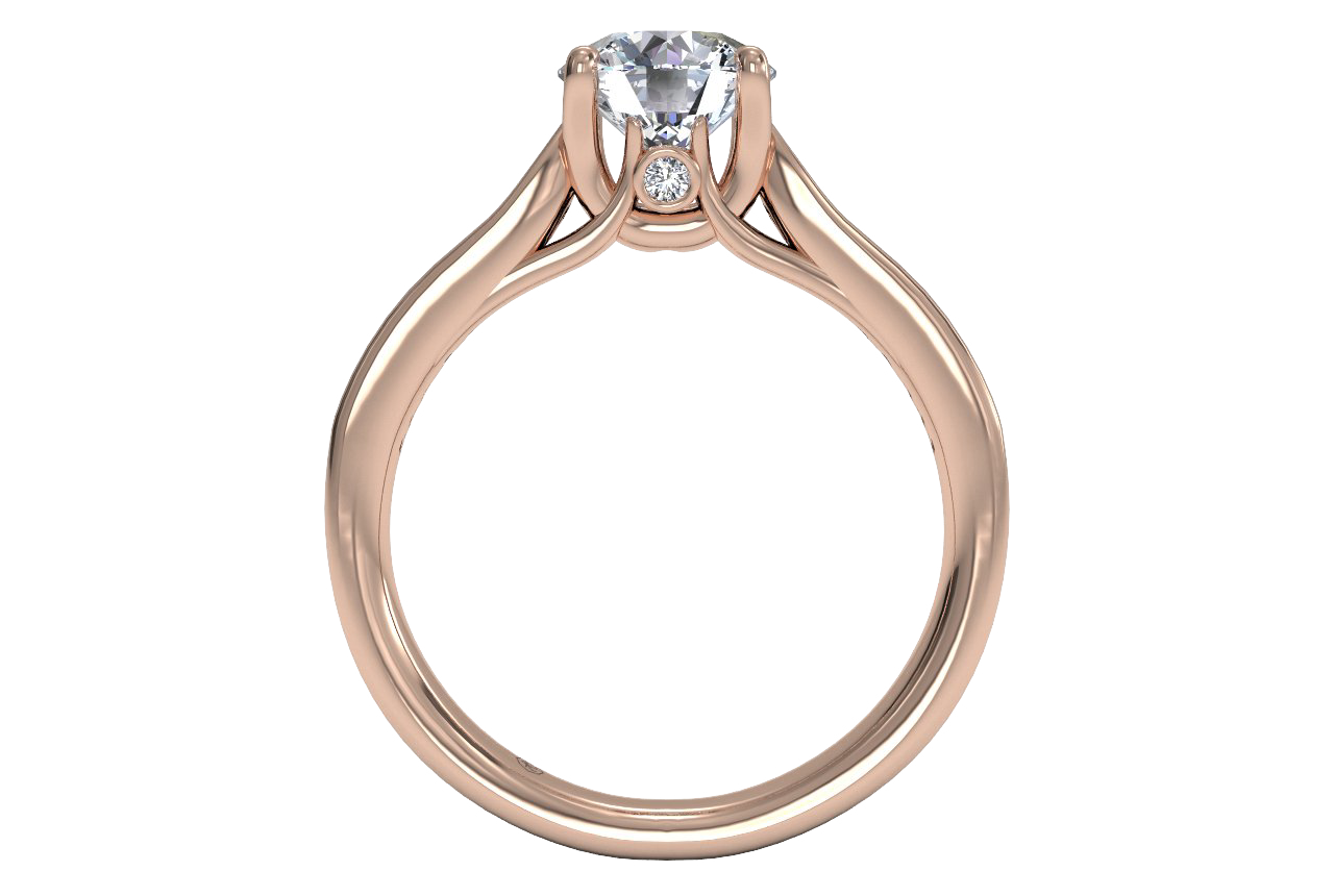 Elena Round Cut Lab Grown Diamond 18Kt Rose Gold Engagement Ring - View 3