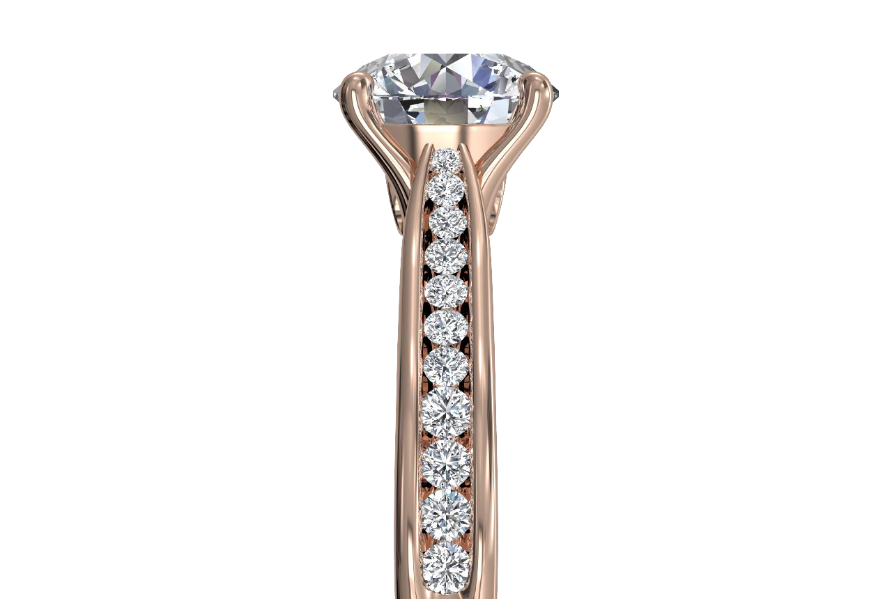 Elena Round Cut Lab Grown Diamond 18Kt Rose Gold Engagement Ring - View 2