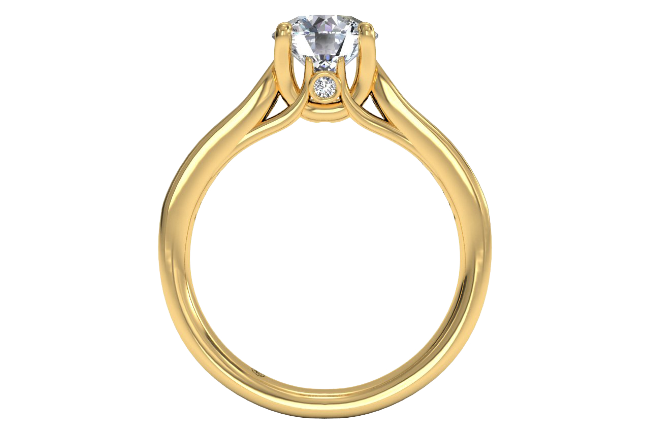 Elena Round Cut Lab Grown Diamond 18Kt Yellow Gold Engagement Ring - View 3