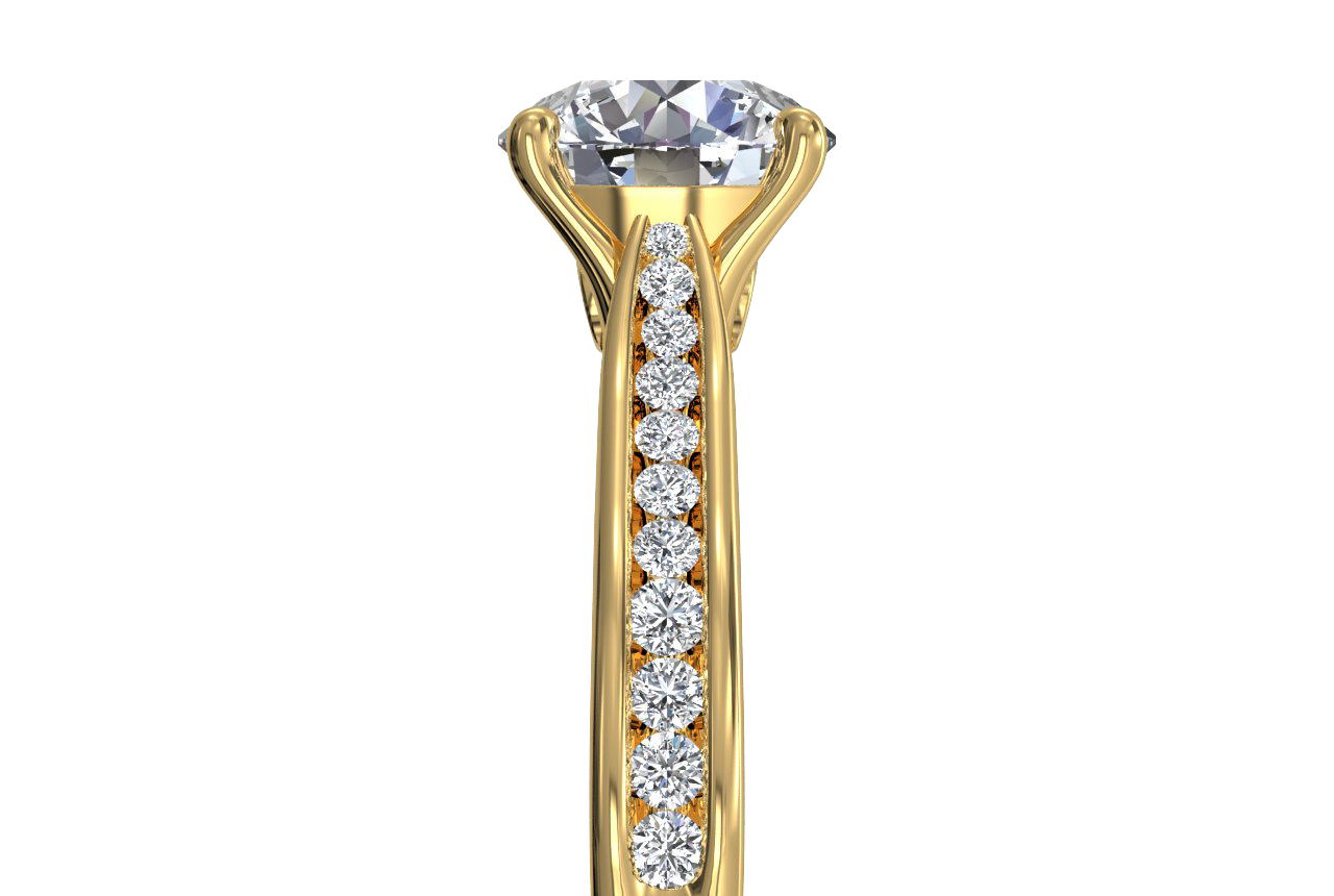 Elena Round Cut Lab Grown Diamond 18Kt Yellow Gold Engagement Ring - View 2