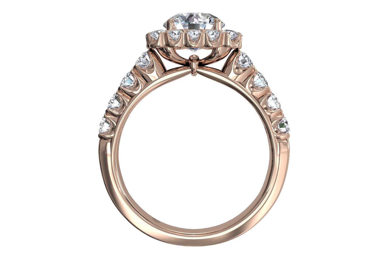 Lydia Round Cut Lab Grown Diamond 18Kt Rose Gold Engagement Ring - View 2