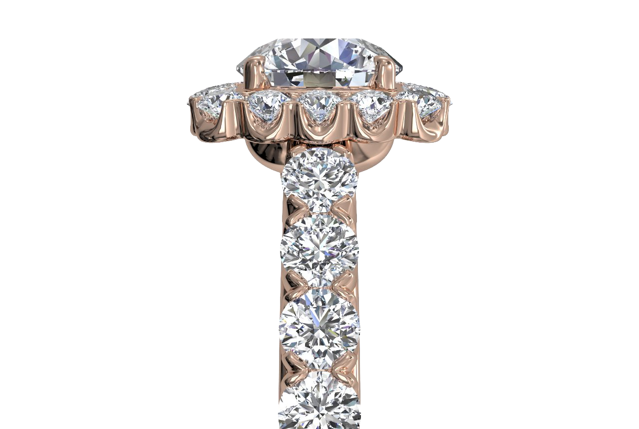 Lydia Round Cut Lab Grown Diamond 18Kt Rose Gold Engagement Ring - View 3