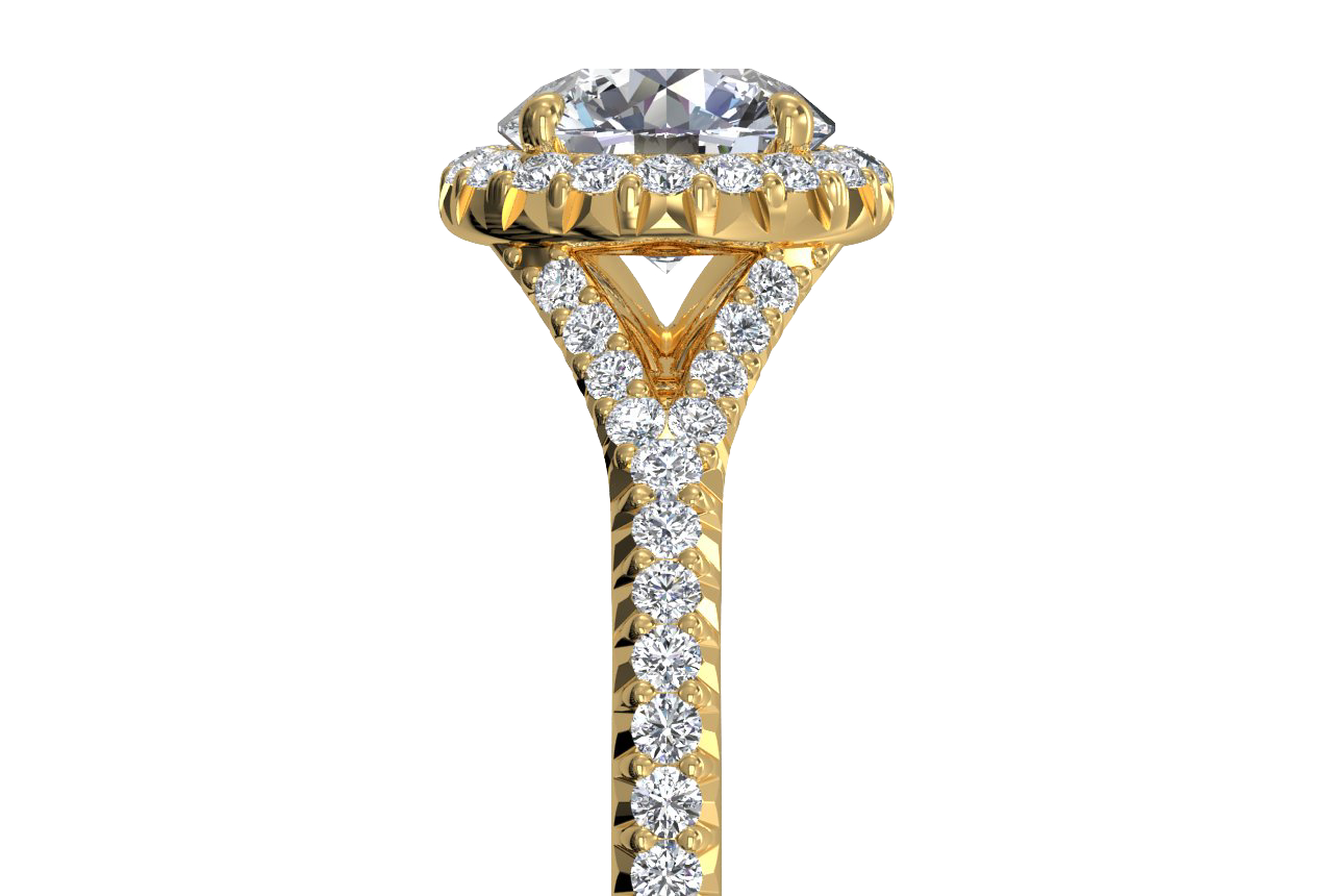 Judy Round Cut Lab Grown Diamond 18Kt Yellow Gold Engagement Ring - View 2