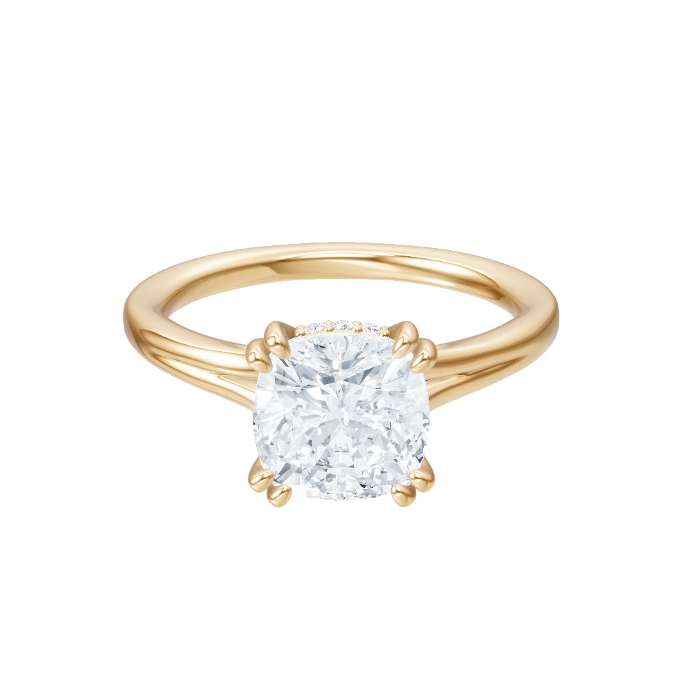 Valerie cushion lab diamond engagement ring in 18k yellow gold