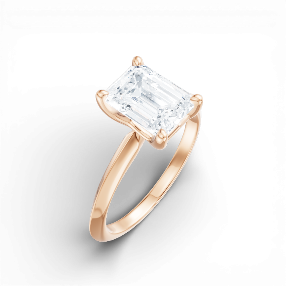Margaret emerald lab diamond engagement ring in 18k rose gold - view 3