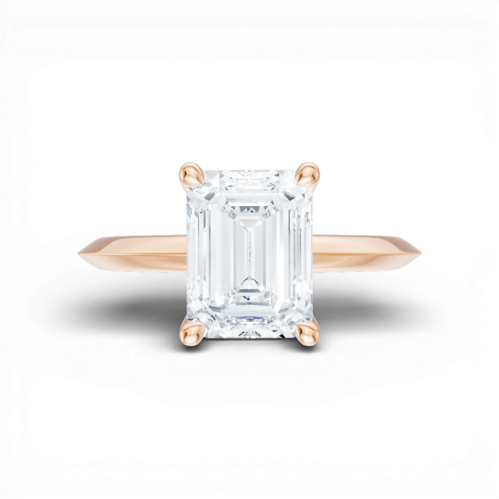 Margaret emerald lab diamond engagement ring in 18k rose gold - view 6