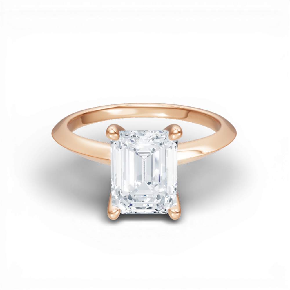 Marlene emerald lab diamond engagement ring in 18k rose gold