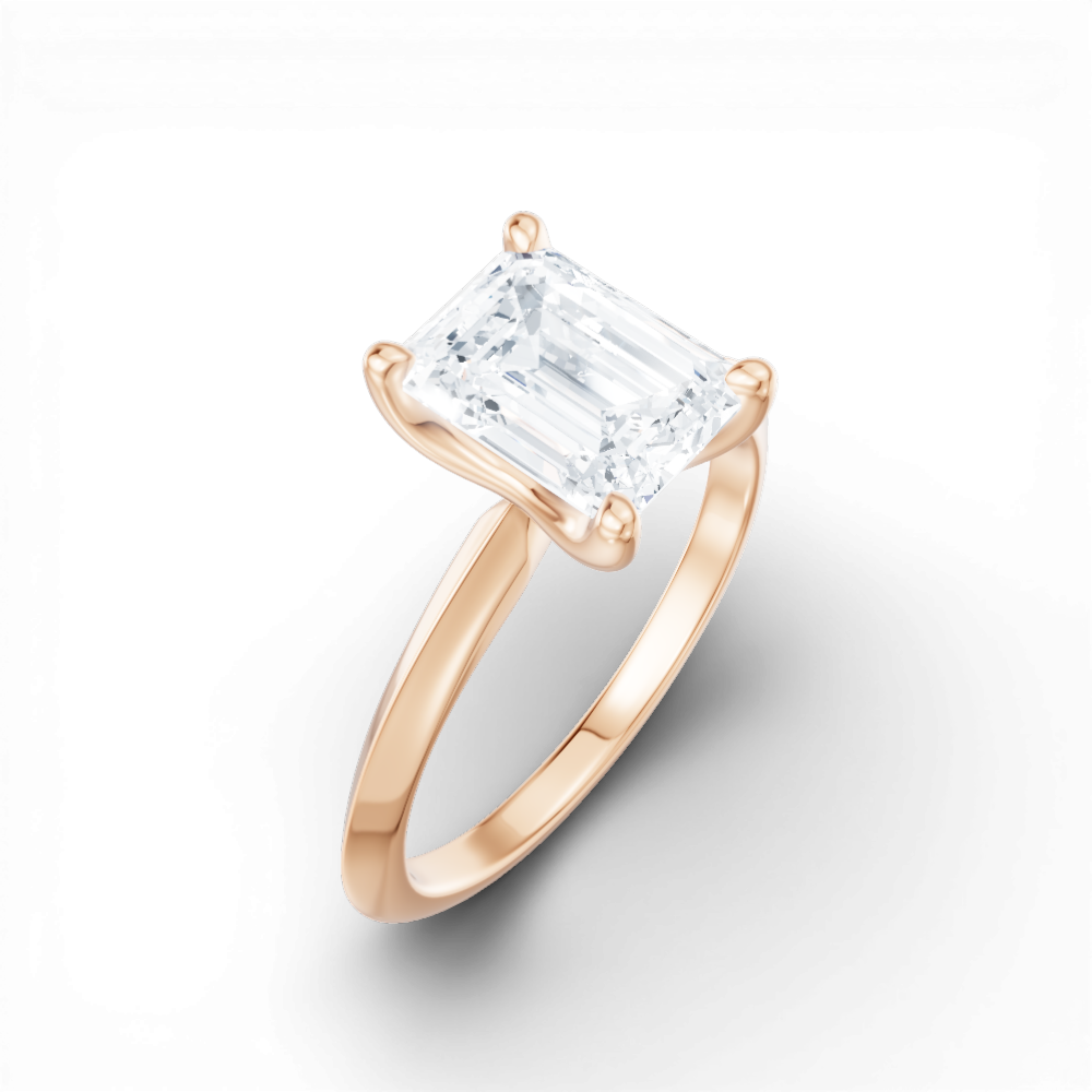 Marlene emerald lab diamond engagement ring in 18k rose gold - view 3
