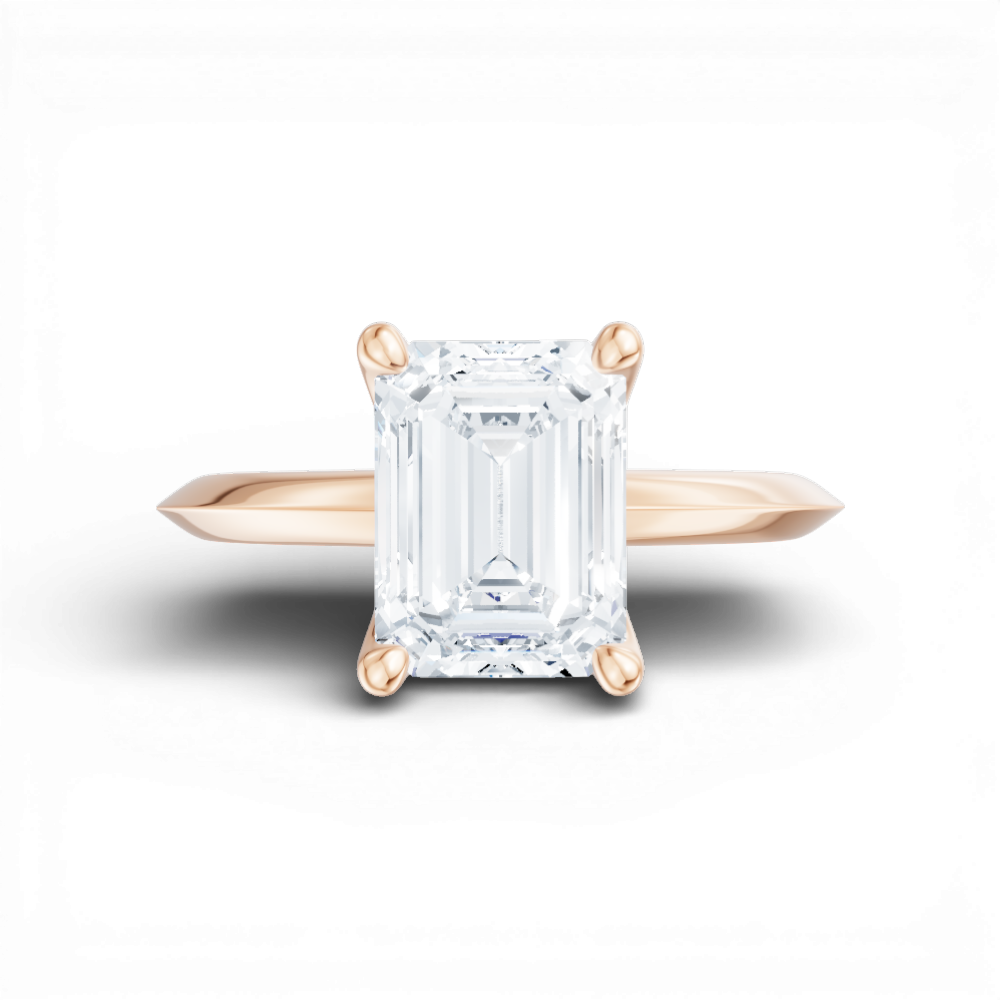 Marlene emerald lab diamond engagement ring in 18k rose gold - view 6
