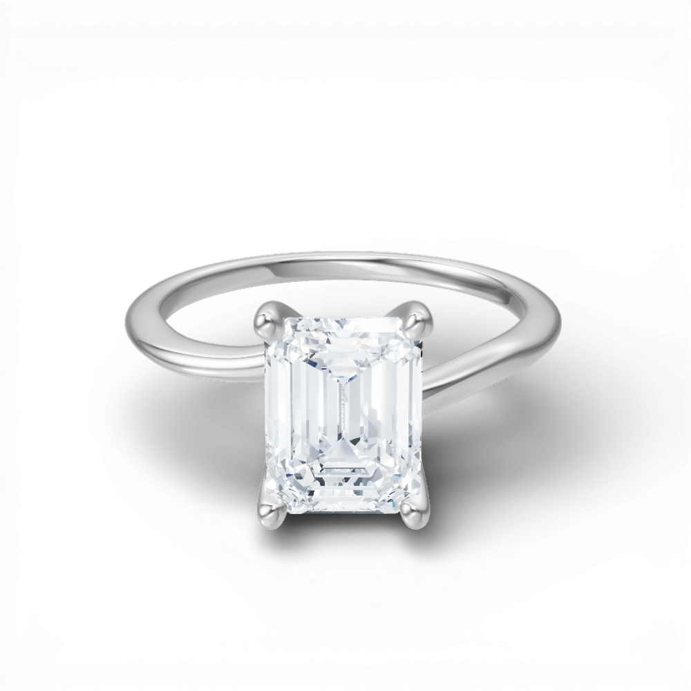 Miranda emerald lab diamond engagement ring in 14k white gold