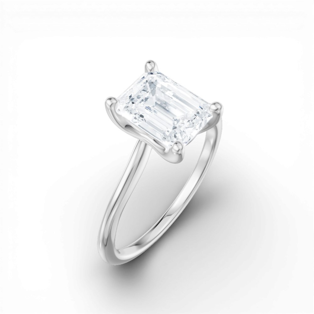 Miranda emerald lab diamond engagement ring in 18k white gold - view 3
