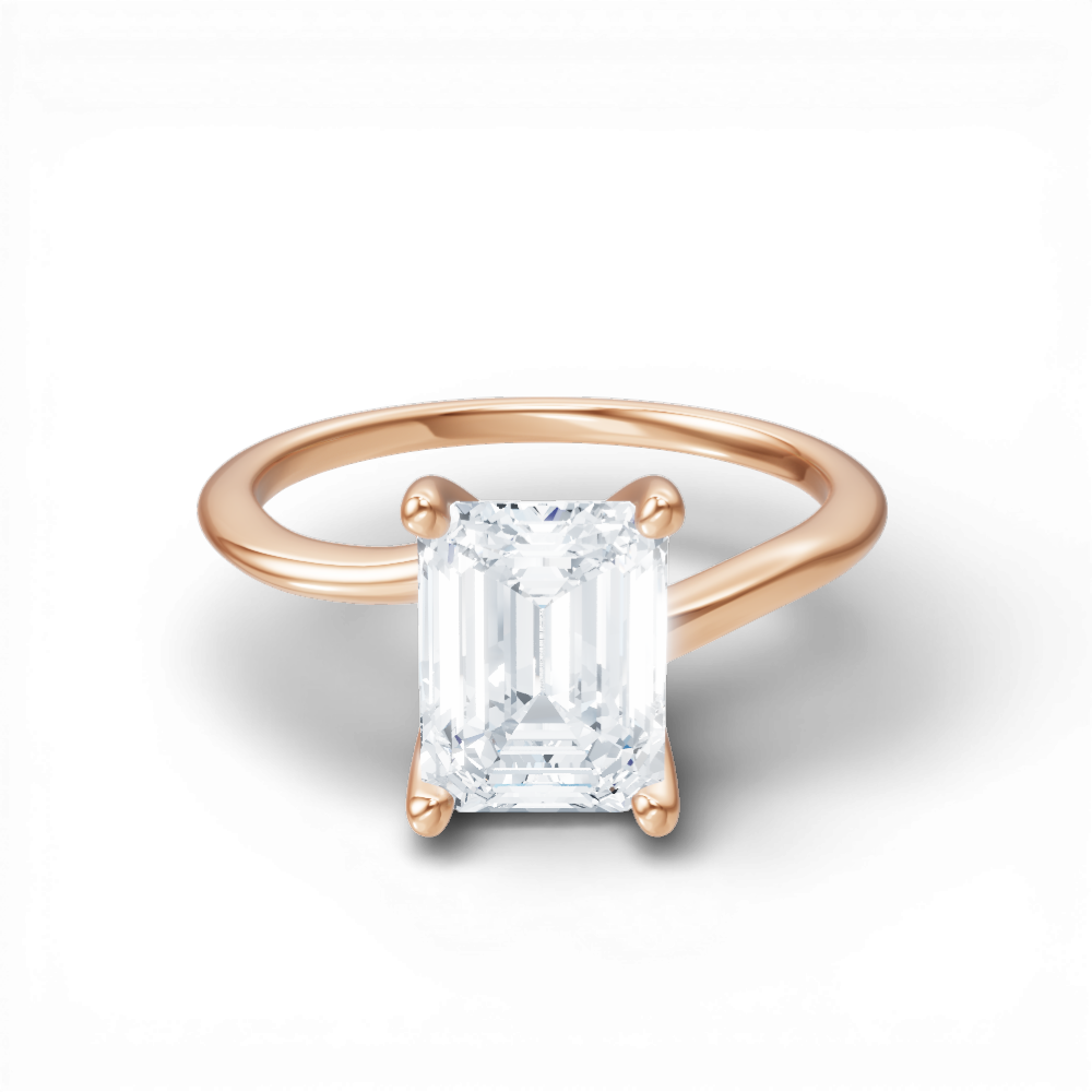 Miranda emerald lab diamond engagement ring in 18k rose gold