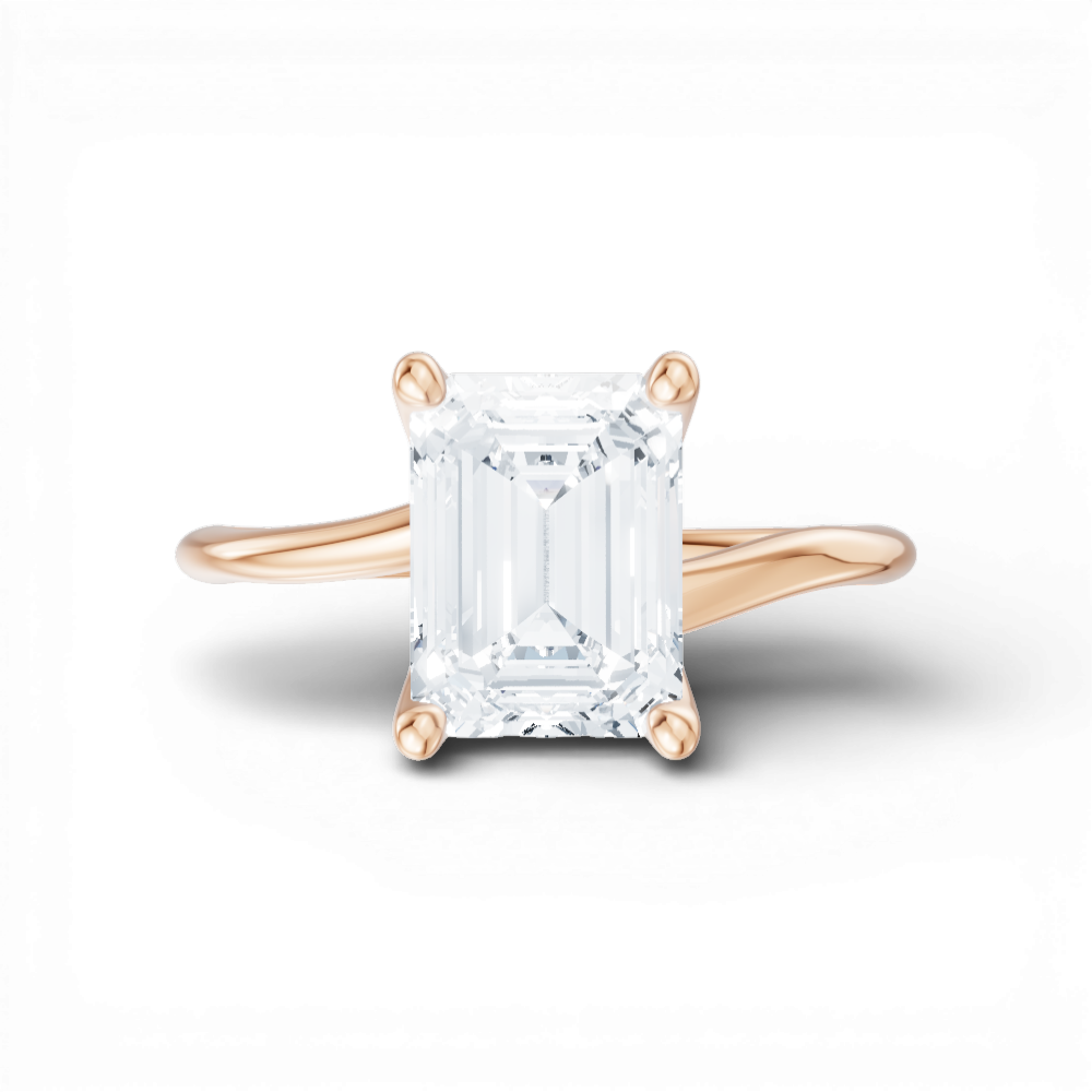Miranda emerald lab diamond engagement ring in 18k rose gold - view 6
