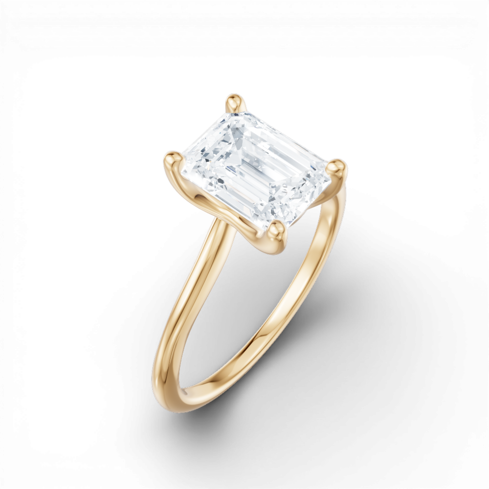 Miranda emerald lab diamond engagement ring in 14k yellow gold - view 3