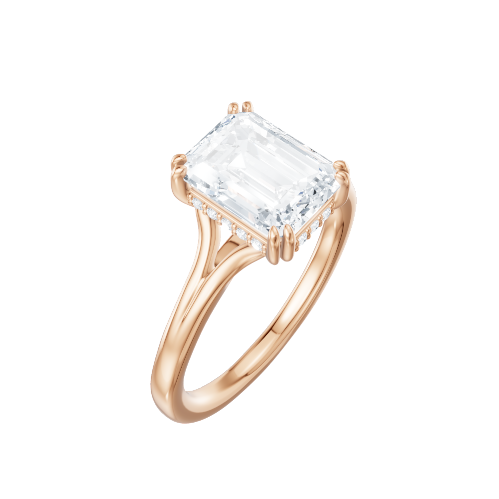 Valerie emerald lab diamond engagement ring in 18k rose gold - view 3