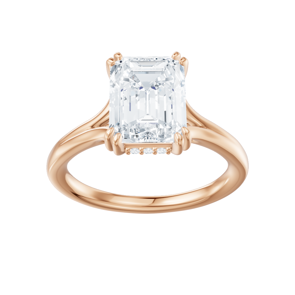 Valerie emerald lab diamond engagement ring in 18k rose gold - view 5