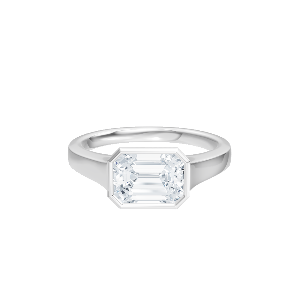 Noelle emerald lab diamond engagement ring in 14k white gold