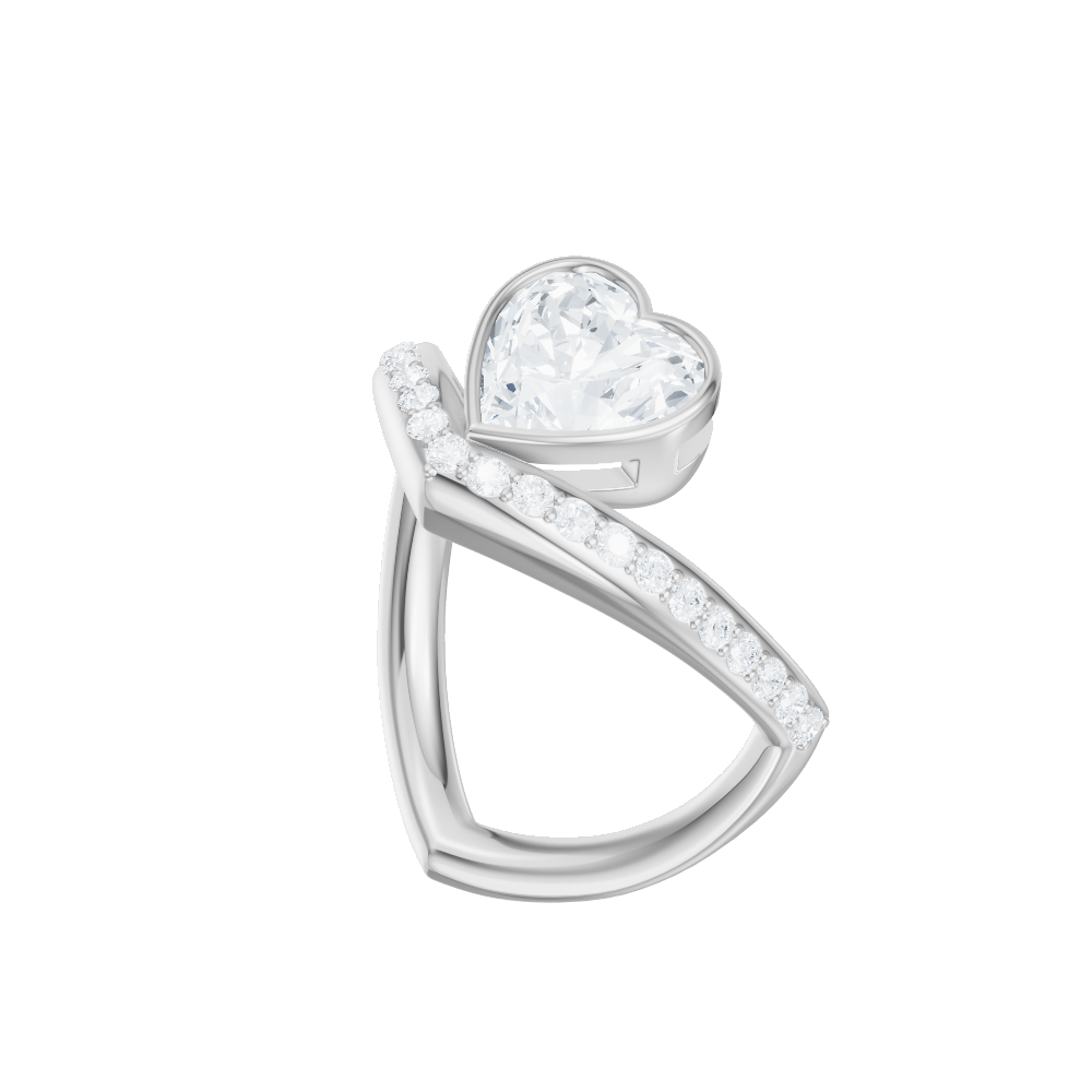 Whitney heart lab diamond engagement ring in 14k white gold - view 2