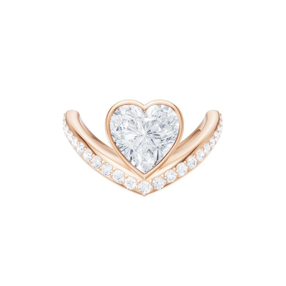 Whitney heart lab diamond engagement ring in 18k rose gold