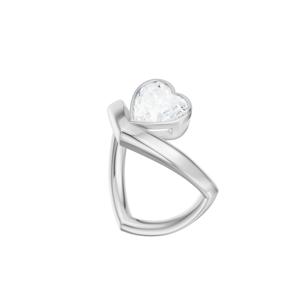Natalie heart lab diamond engagement ring in platinum - view 3