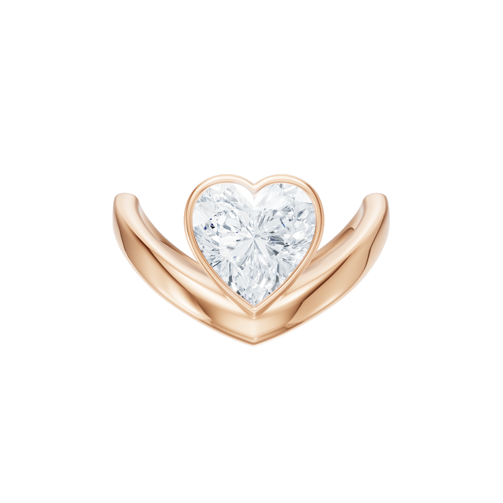 Natalie heart lab diamond engagement ring in 18k rose gold