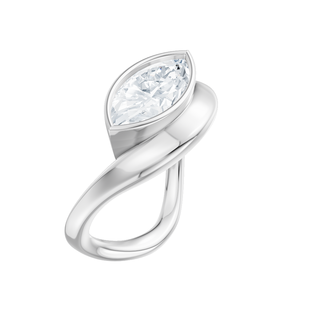 Rebecca marquise lab diamond engagement ring in 14k white gold - view 4