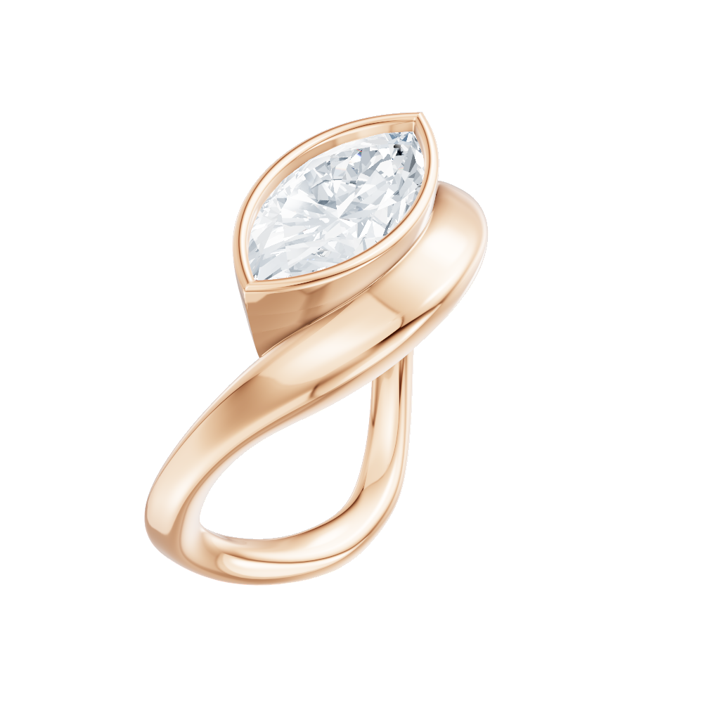Rebecca marquise lab diamond engagement ring in 18k rose gold - view 4