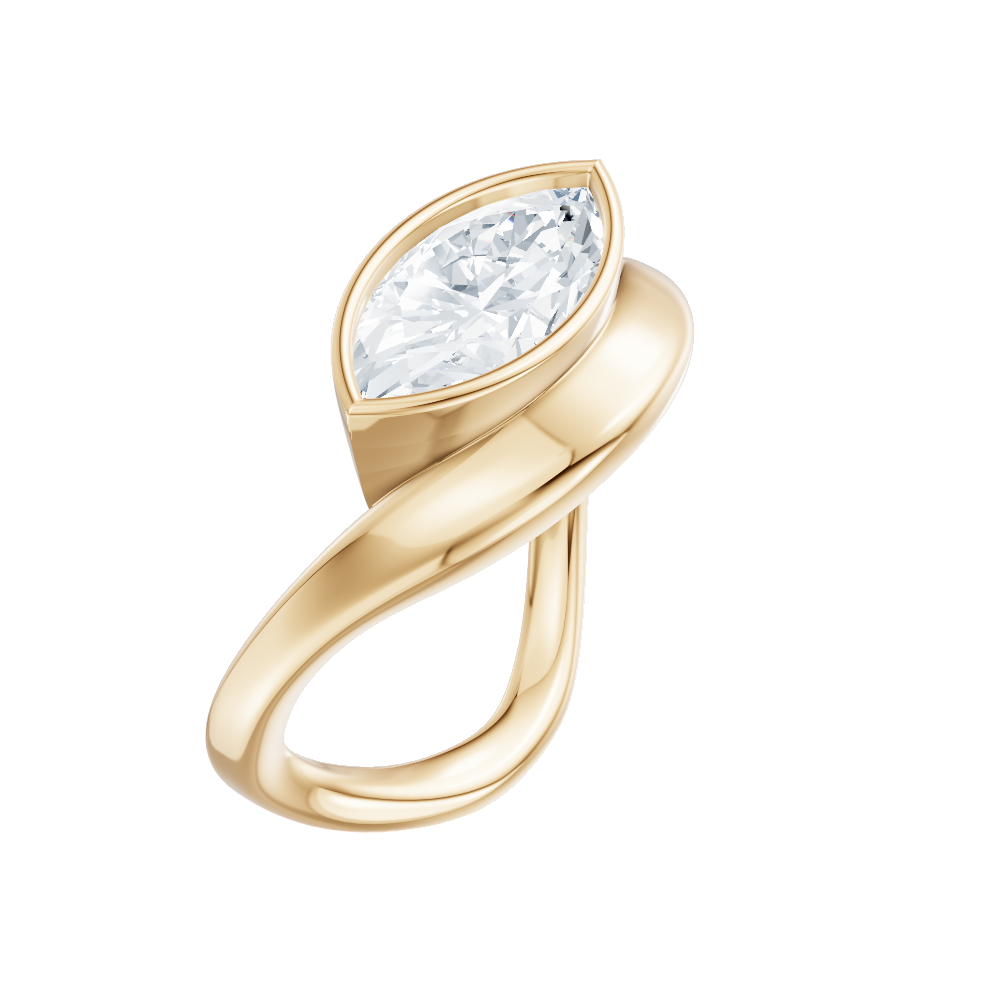 Rebecca marquise lab diamond engagement ring in 18k yellow gold - view 4