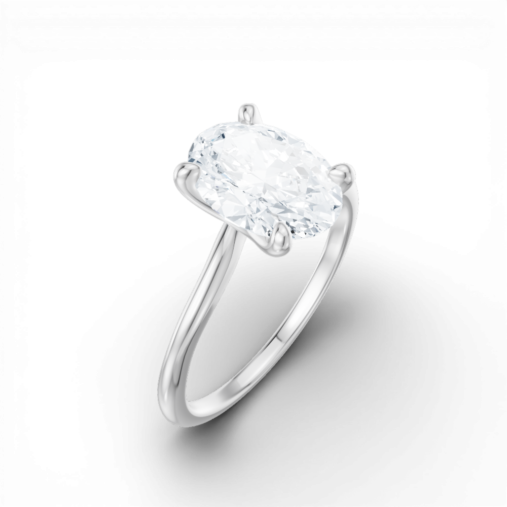 Miranda oval lab diamond engagement ring in 14k white gold - view 3