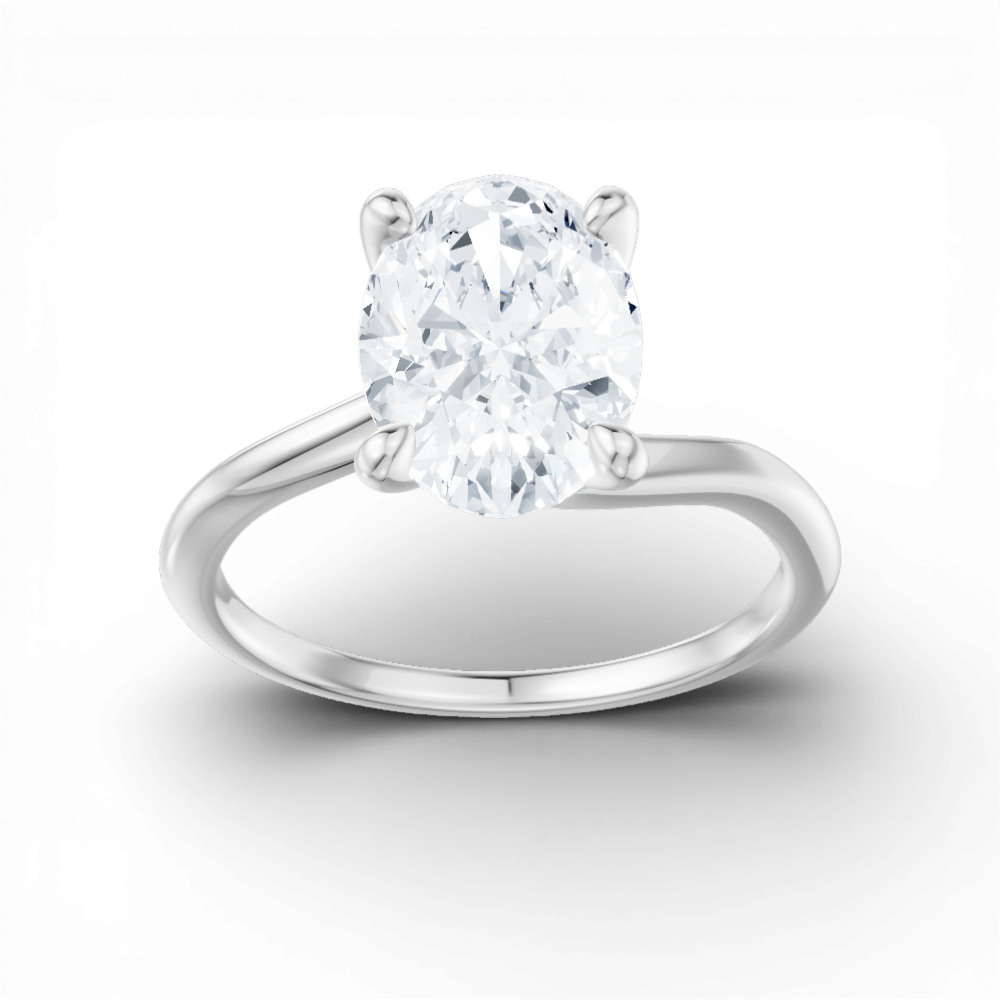 Miranda oval lab diamond engagement ring in 18k white gold - view 5