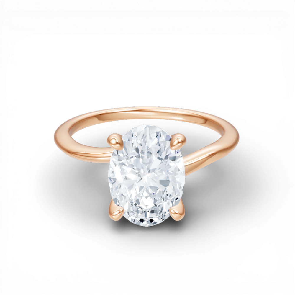 Miranda oval lab diamond engagement ring in 18k rose gold