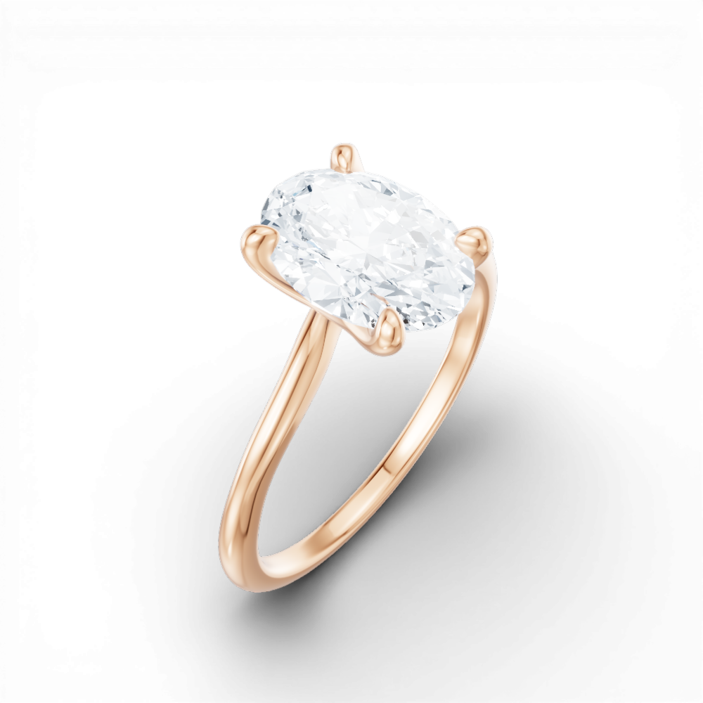 Miranda oval lab diamond engagement ring in 18k rose gold - view 3