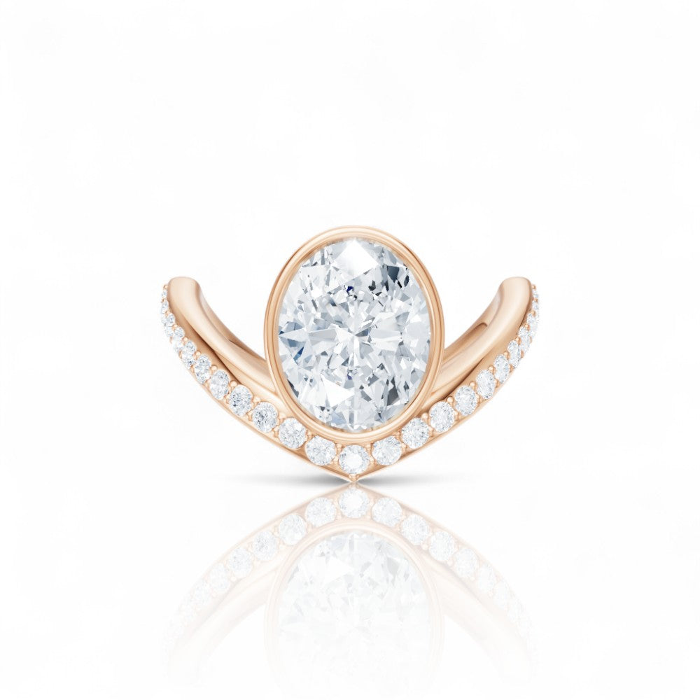 Whitney oval lab diamond engagement ring in 18k rose gold