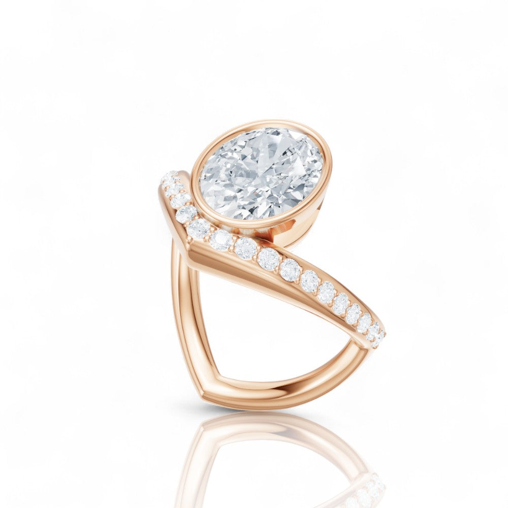 Whitney oval lab diamond engagement ring in 18k rose gold - view 2