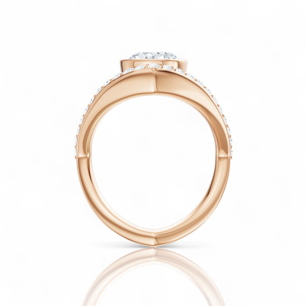 Whitney oval lab diamond engagement ring in 18k rose gold - view 3