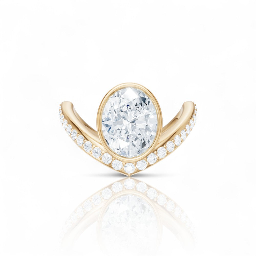 Whitney oval lab diamond engagement ring in 18k yellow gold