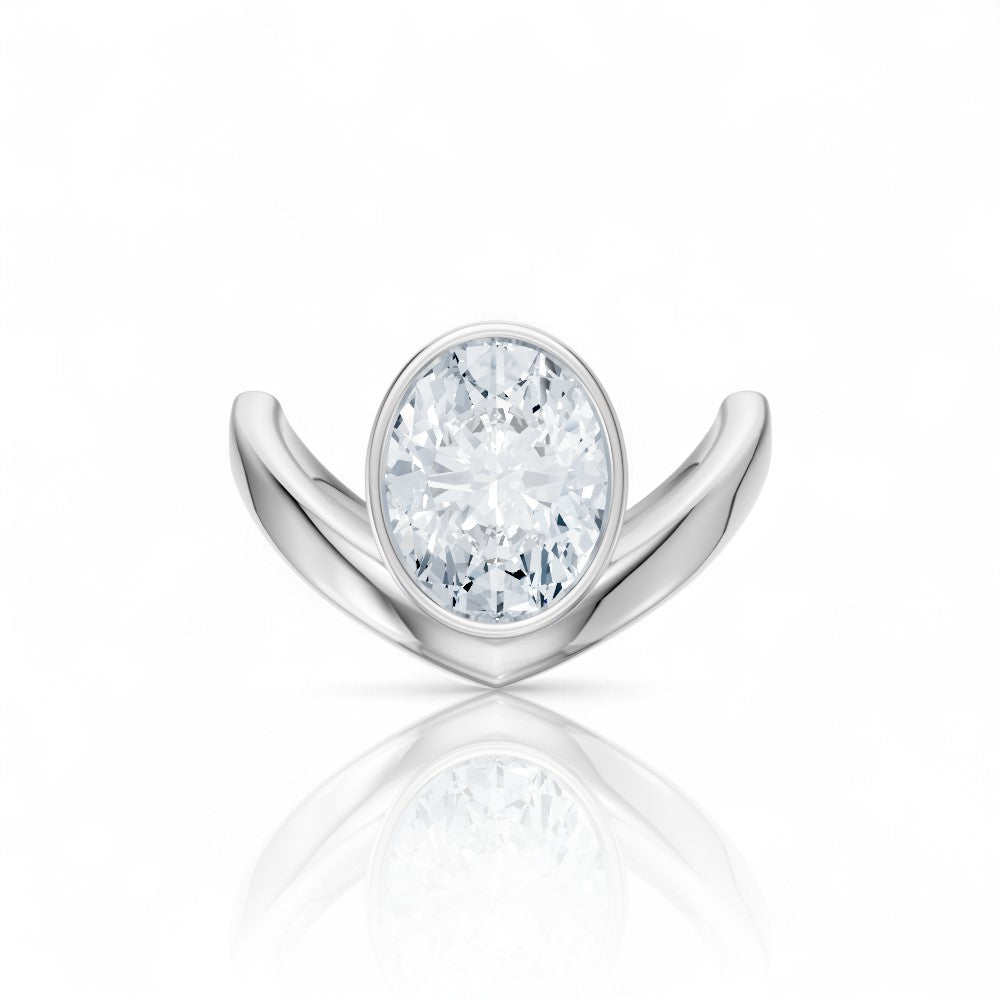 Natalie oval lab diamond engagement ring in 14k white gold