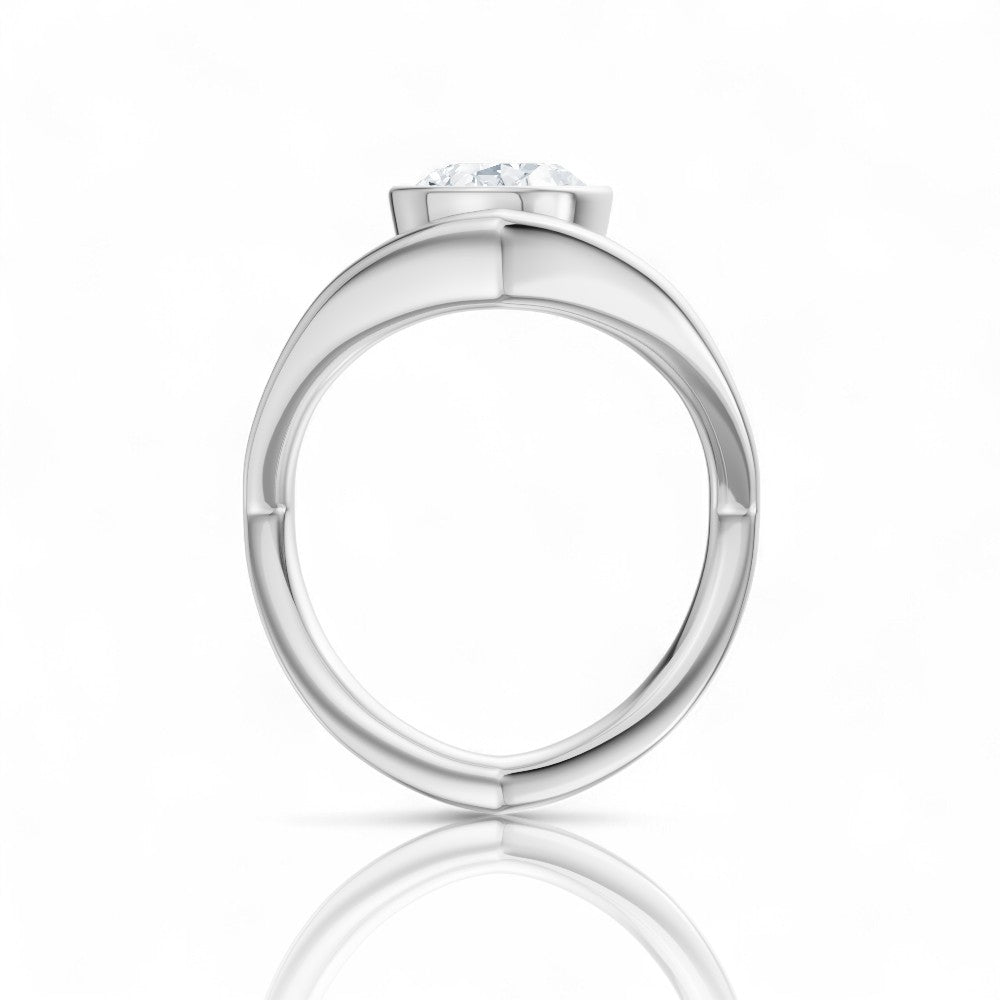 Natalie oval lab diamond engagement ring in 18k white gold - view 3