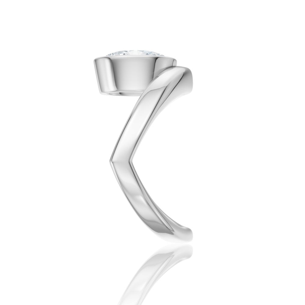 Natalie oval lab diamond engagement ring in platinum - view 4