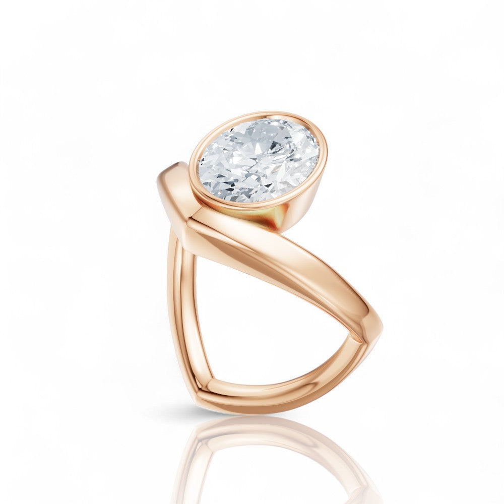 Natalie oval lab diamond engagement ring in 18k rose gold - view 2
