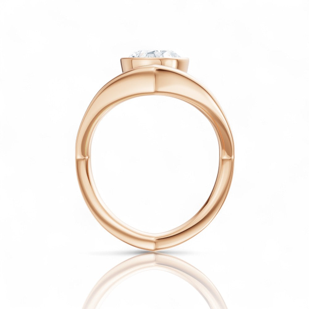 Natalie oval lab diamond engagement ring in 18k rose gold - view 3