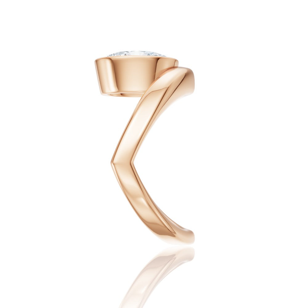 Natalie oval lab diamond engagement ring in 18k rose gold - view 4