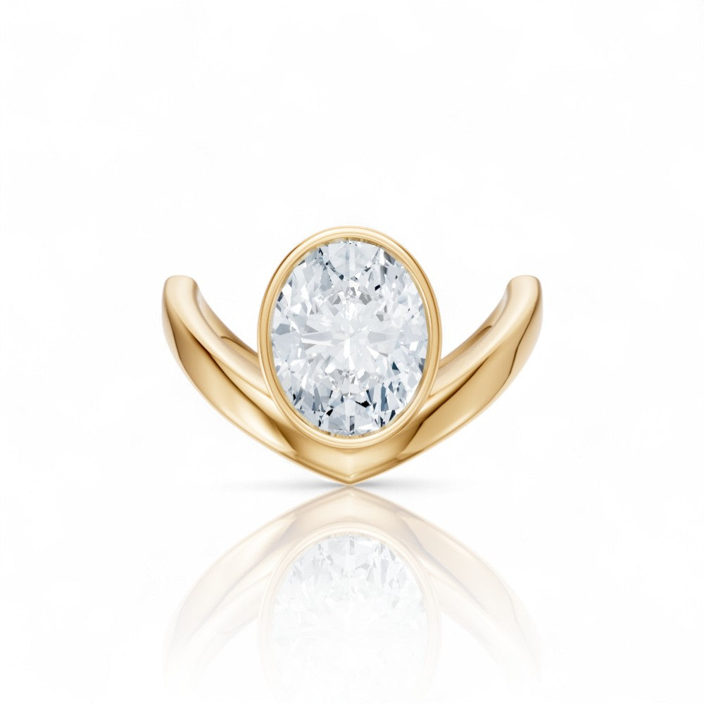 Natalie oval lab diamond engagement ring in 14k yellow gold